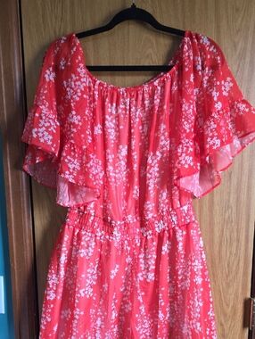 Coral Floral Off-Shoulder Romper